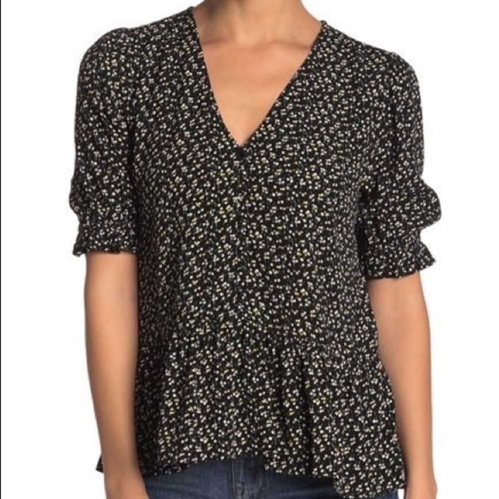 Madewell Courtyard Floral Ruffle Hem Top Floral